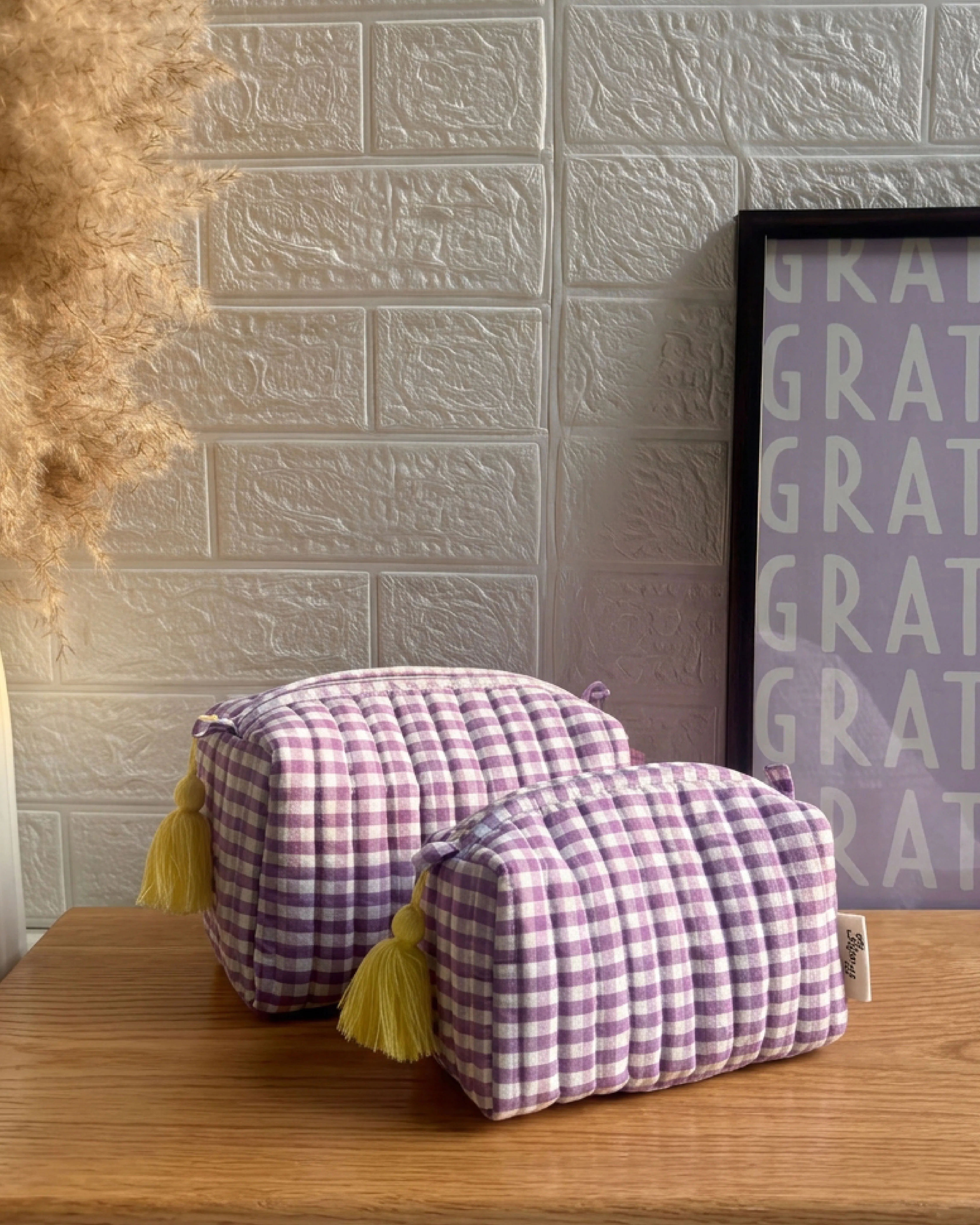 purple gingham utility pouch combo