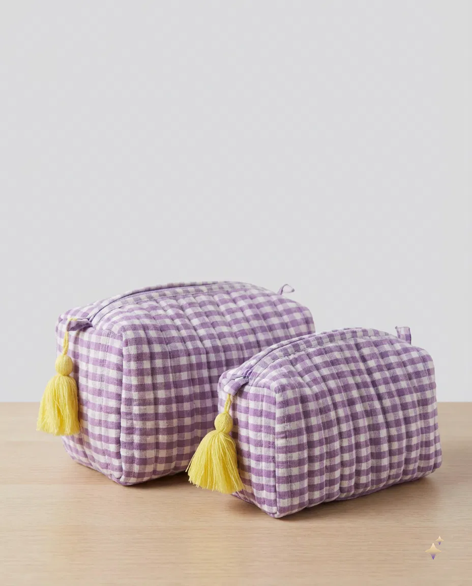 purple gingham utility pouch combo thumbnail 2