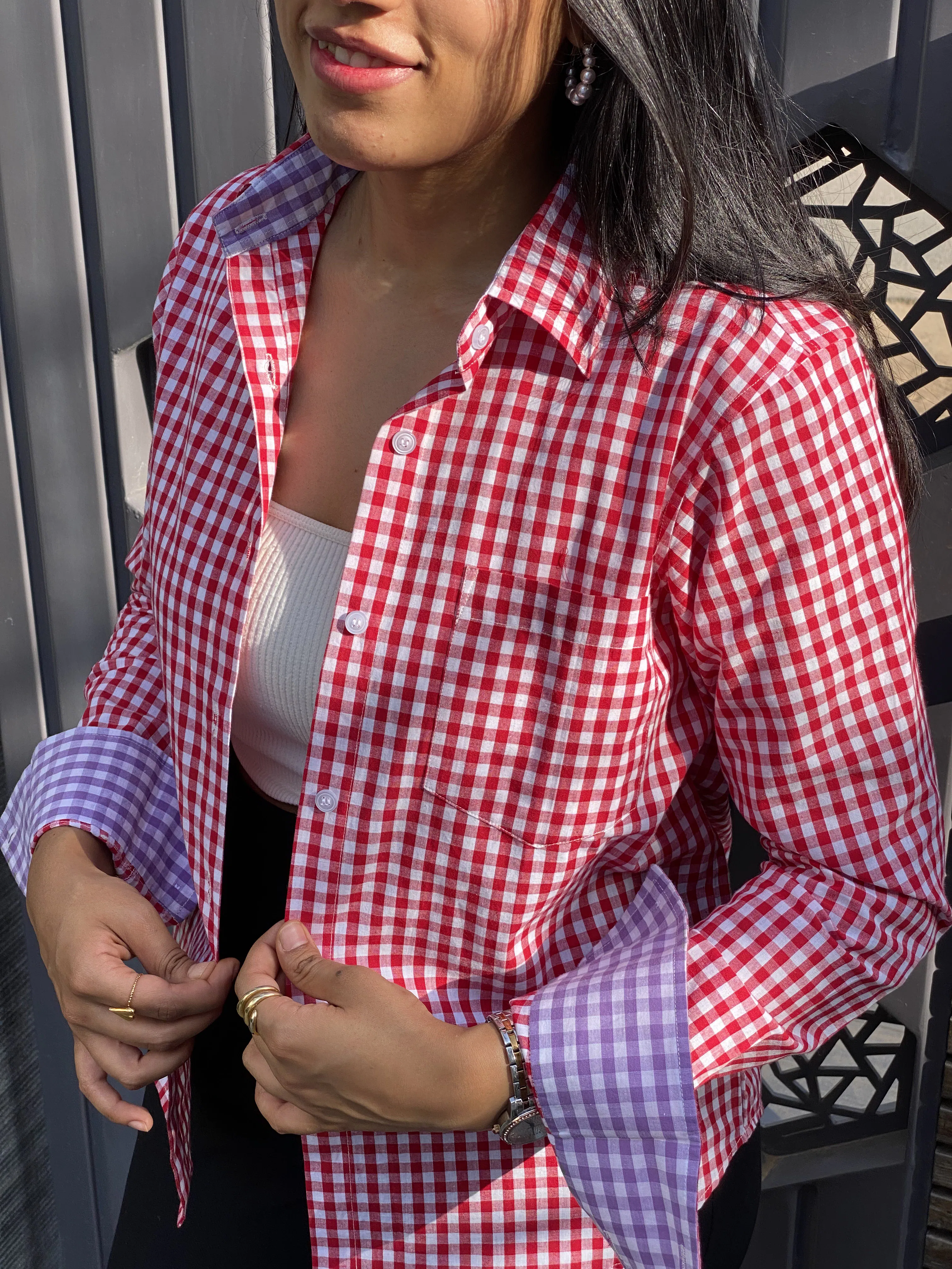  cherry red gingham shirt  thumbnail 2
