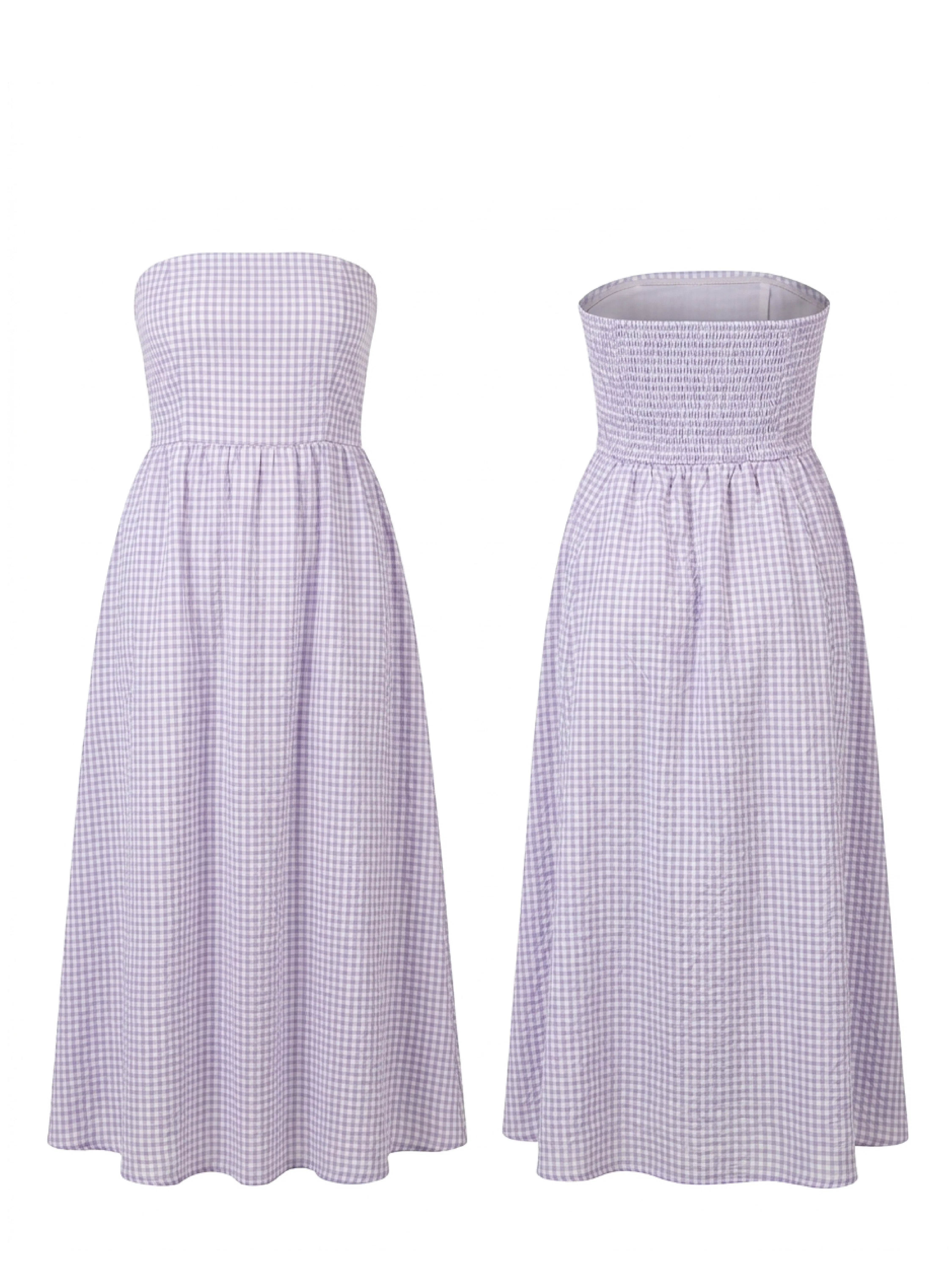 lilac gingham tube dress thumbnail 2