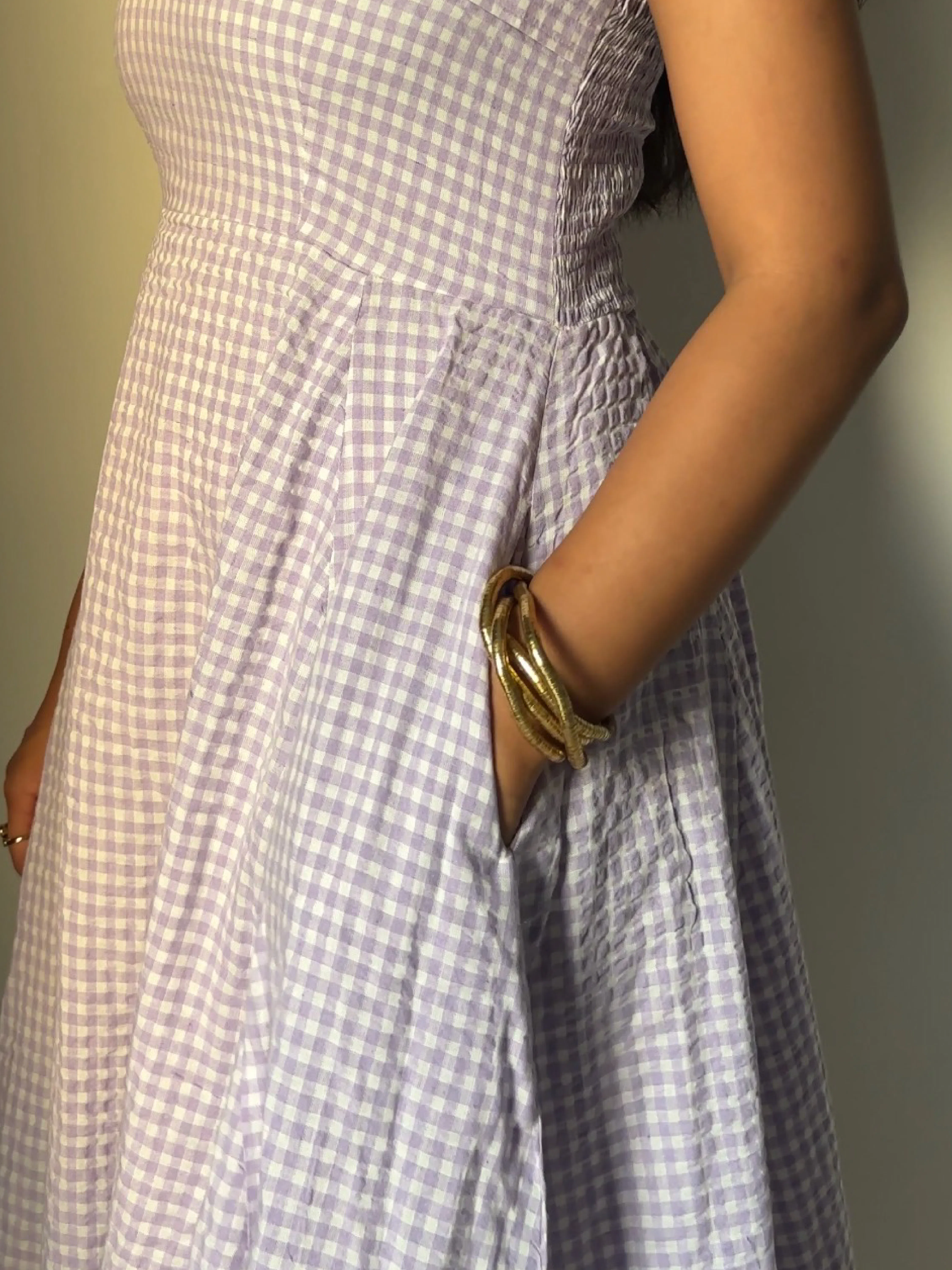 lilac gingham tube dress thumbnail 4