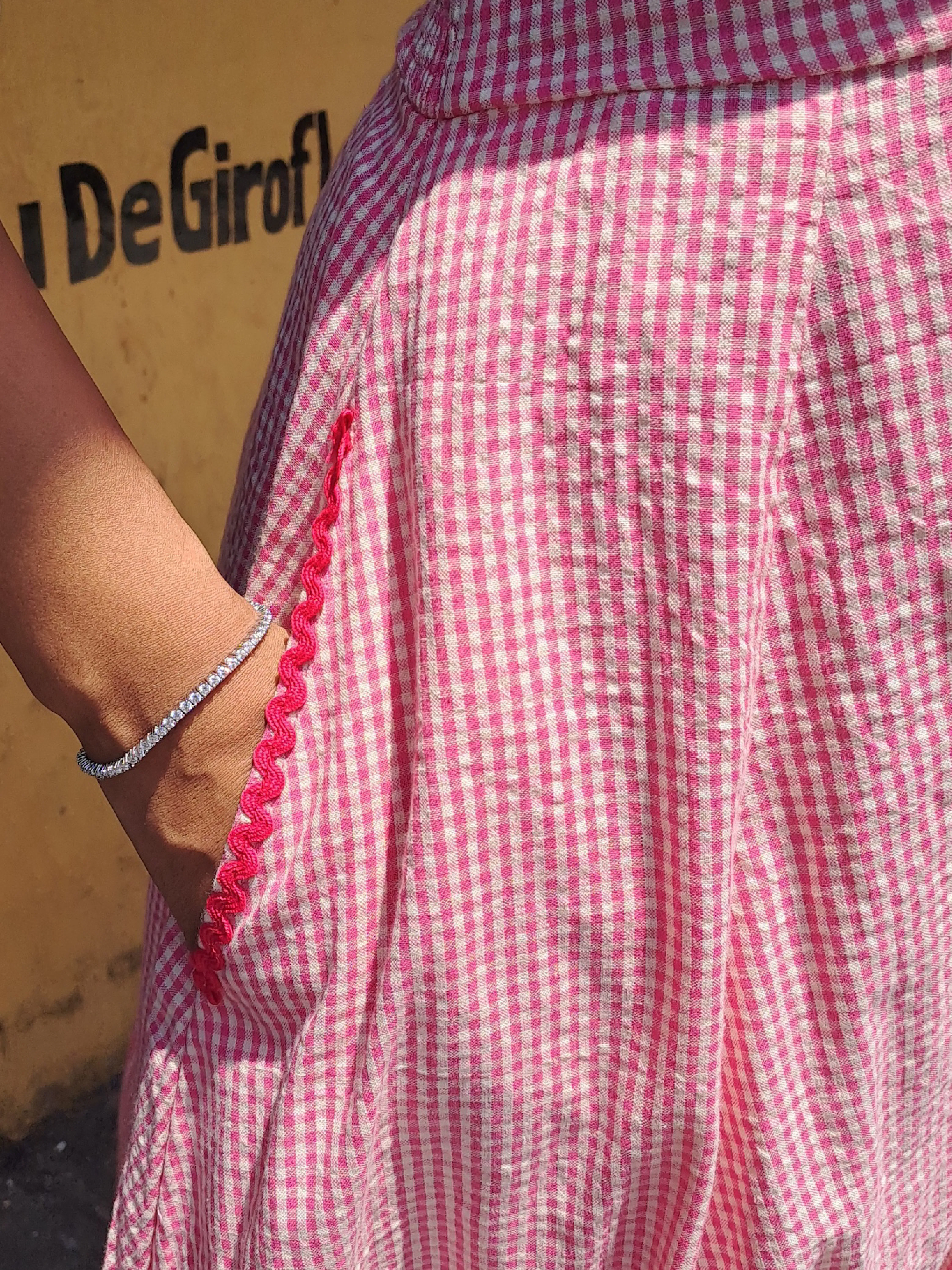 pink gingham tube maxi dress thumbnail 3