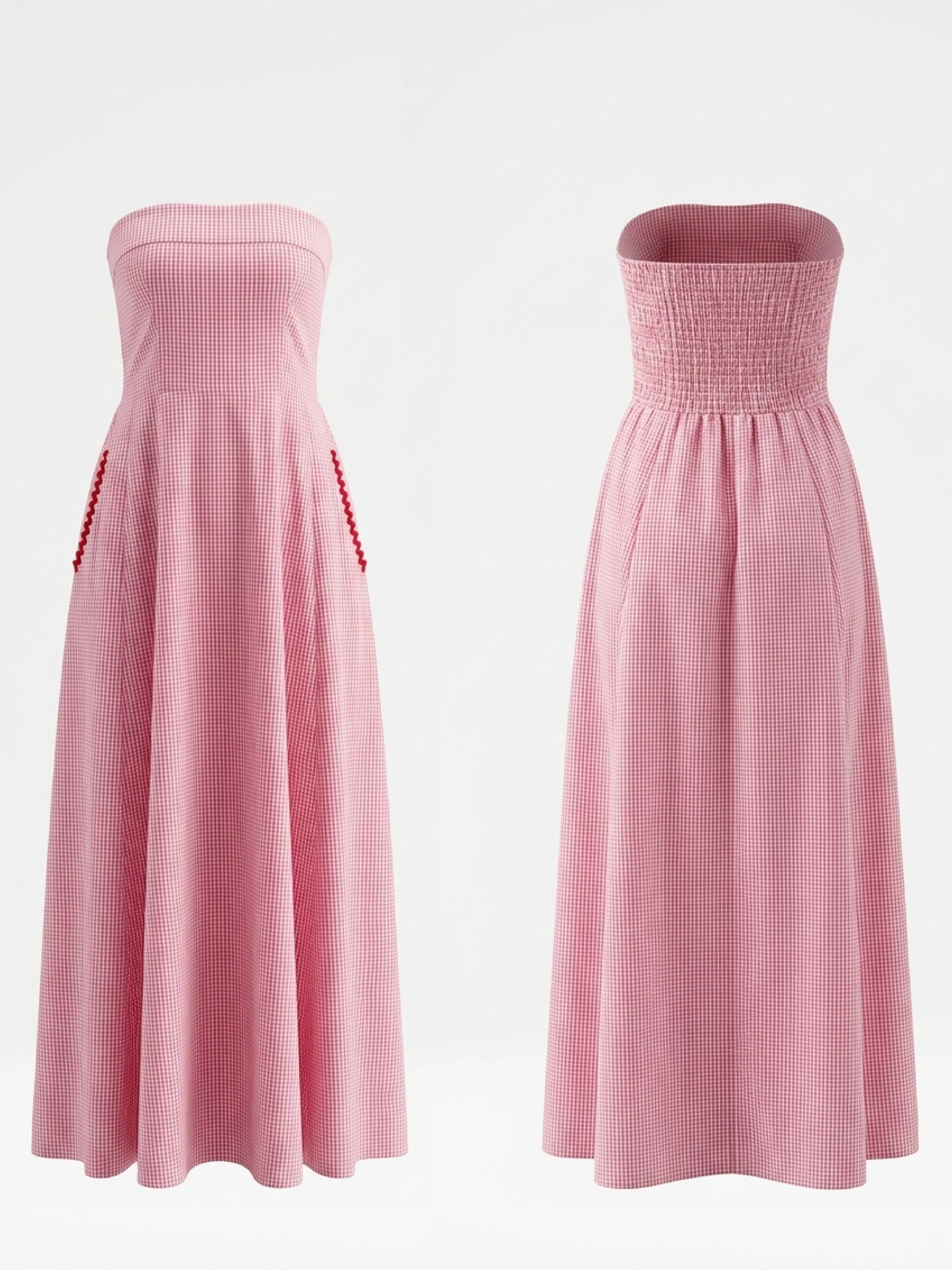 pink gingham tube maxi dress thumbnail 2