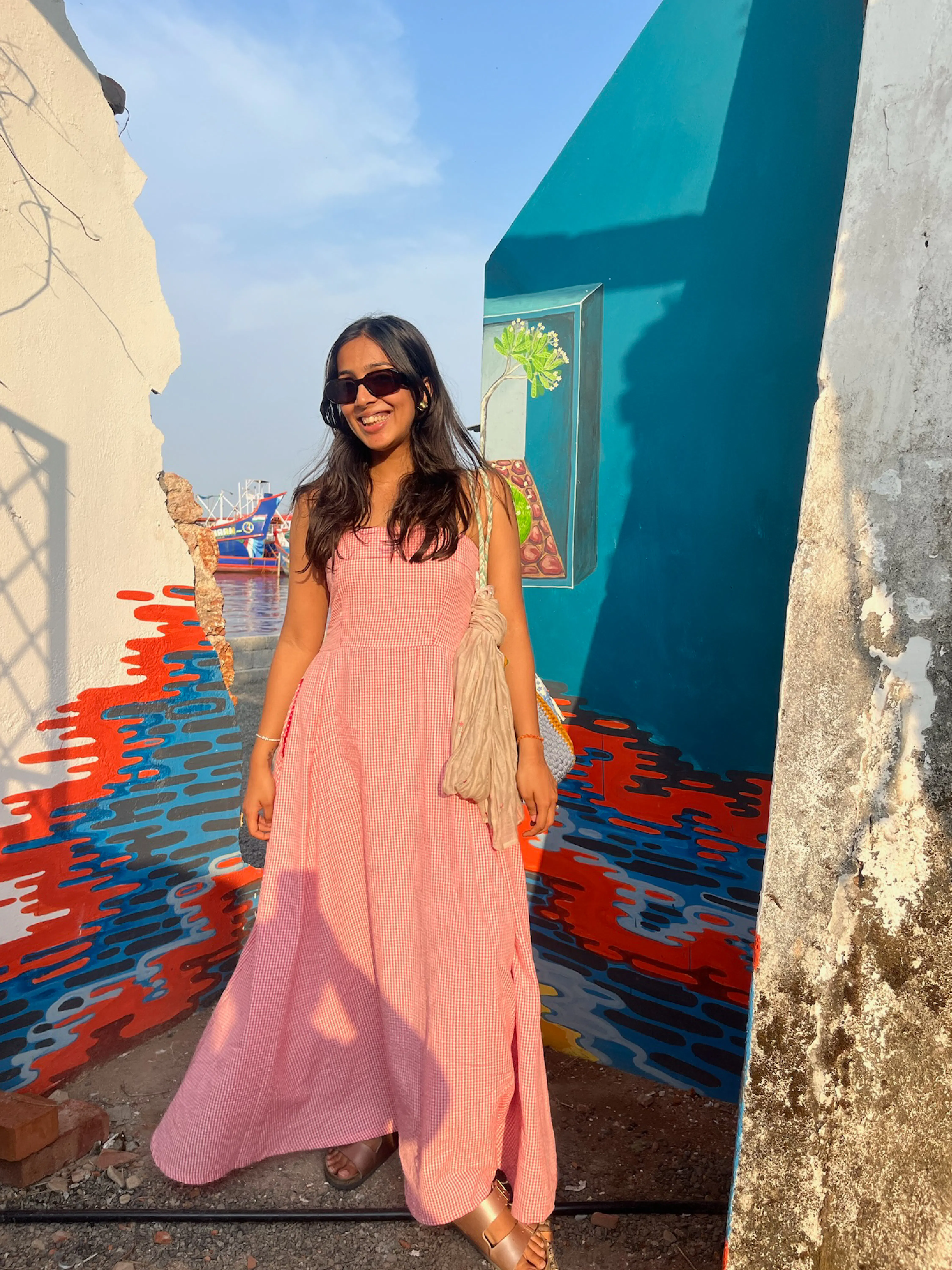 pink gingham tube maxi dress thumbnail 4