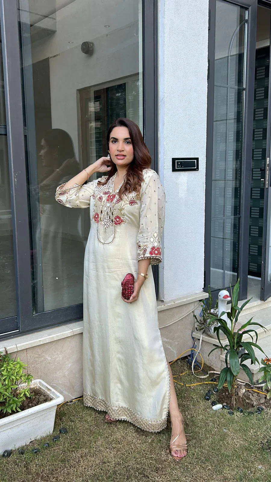 embellished ivory tissue chogha