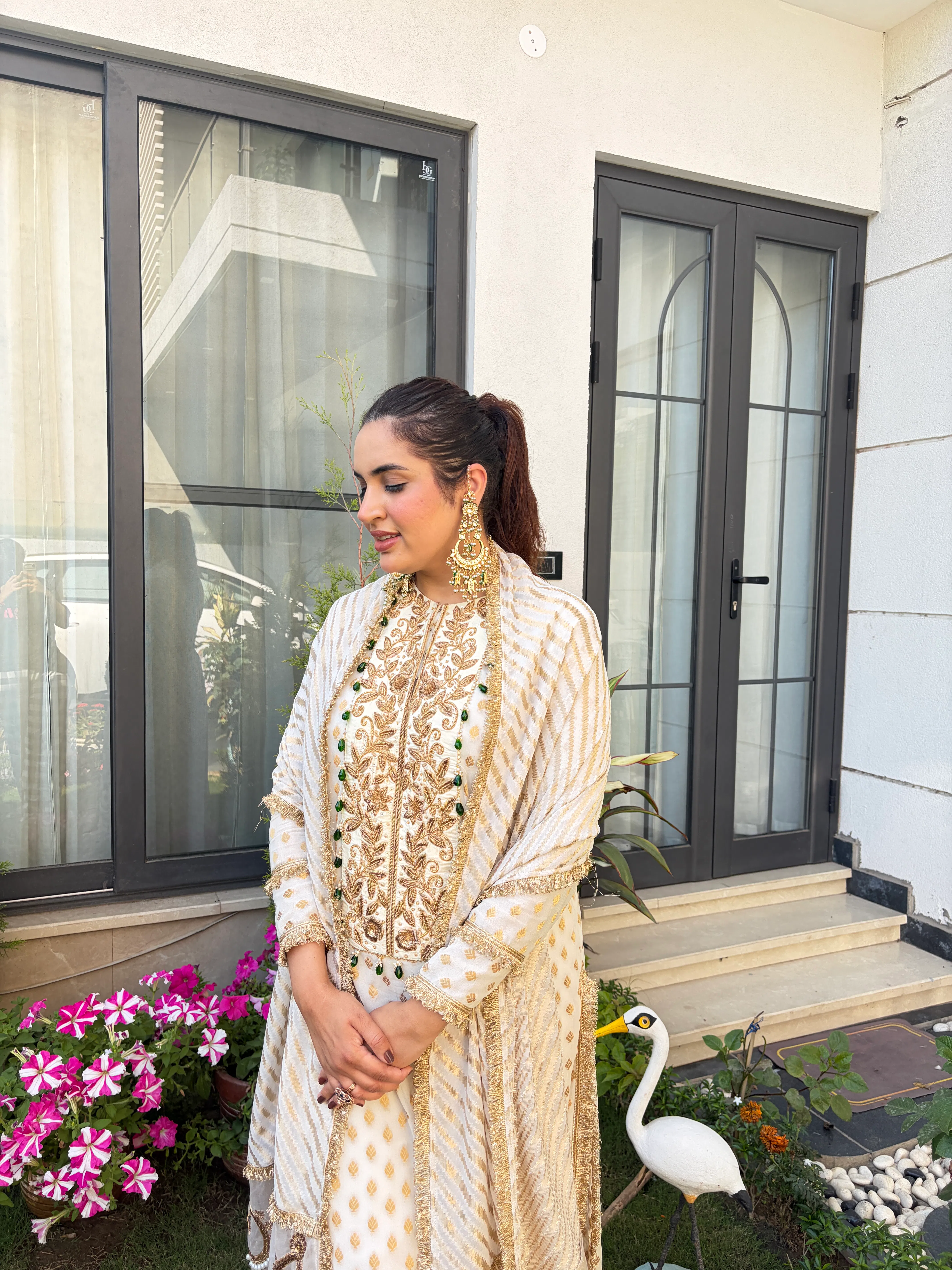 royal ivory banarasi hand worked suit hover