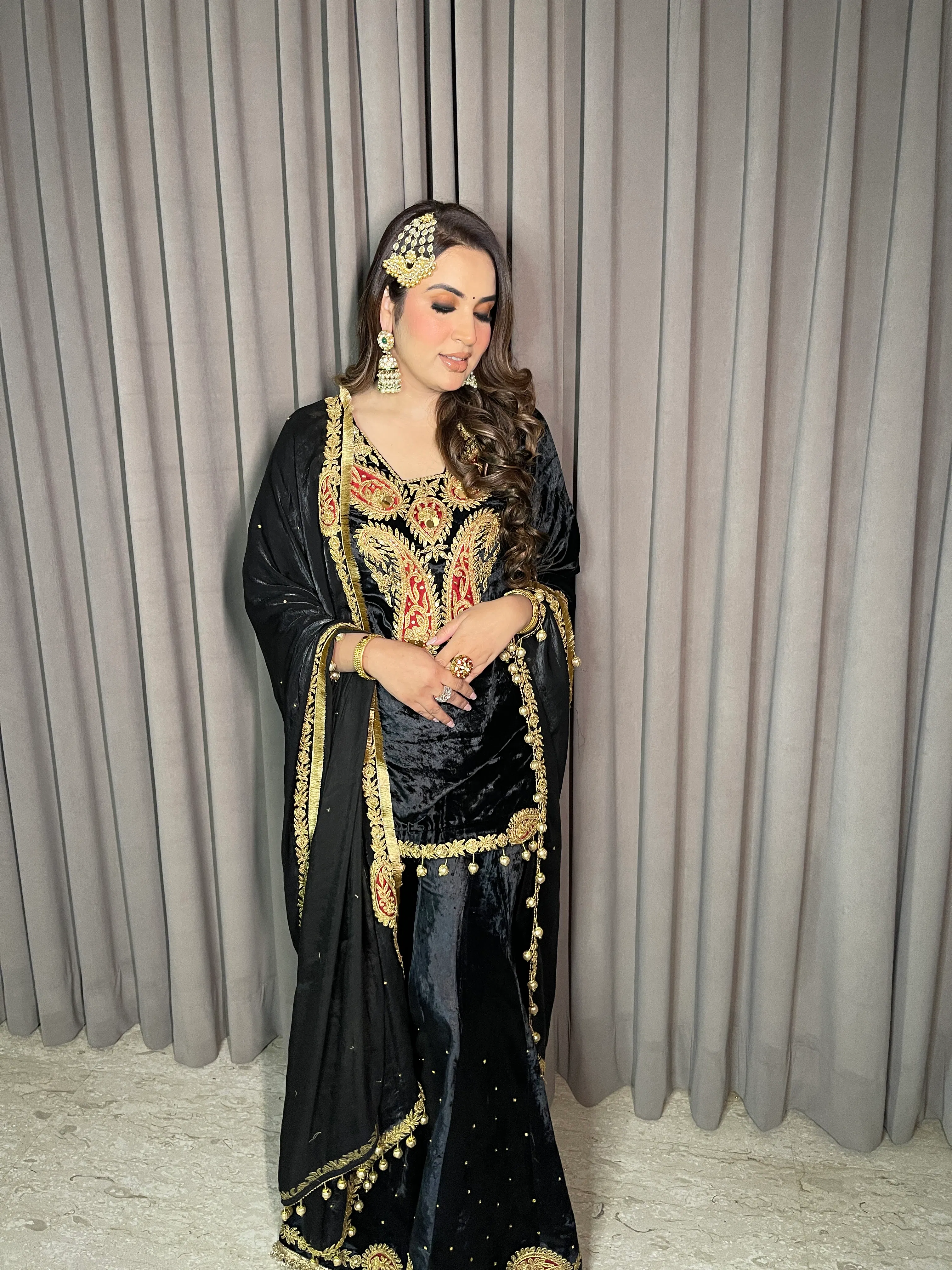 midnight onyx velvet sharara set hover