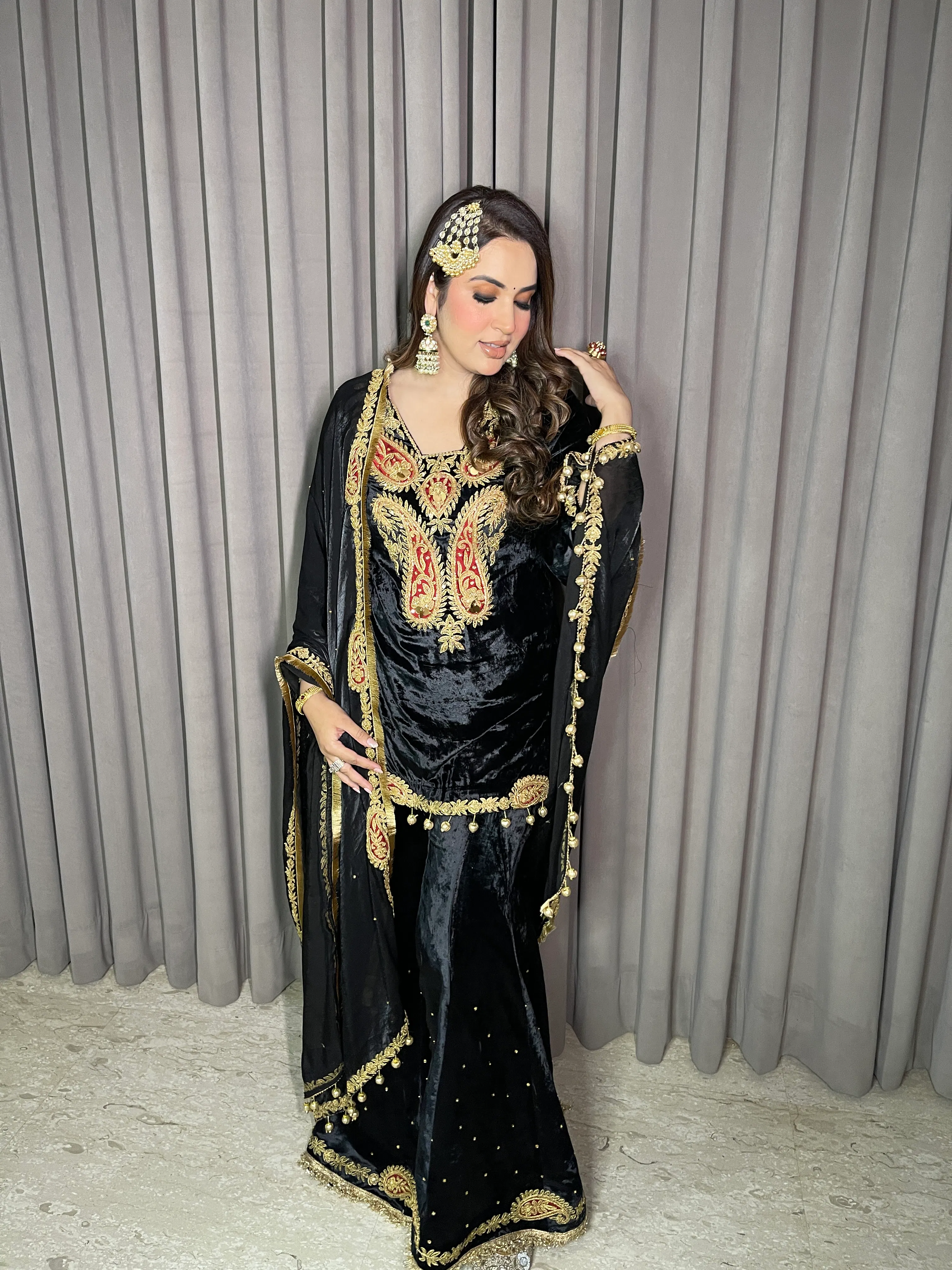 midnight onyx velvet sharara set