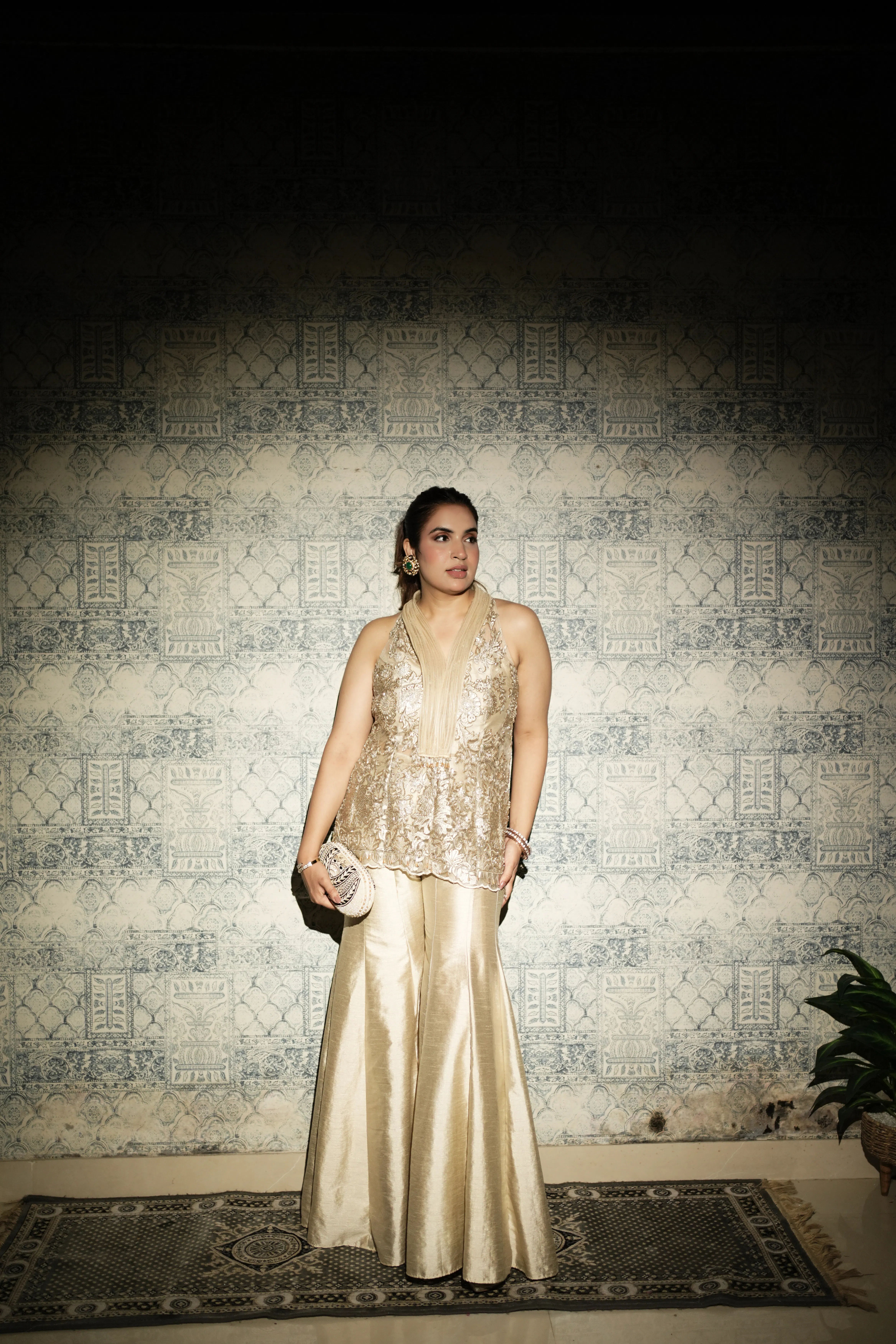 ivory embroidered sharara set hover
