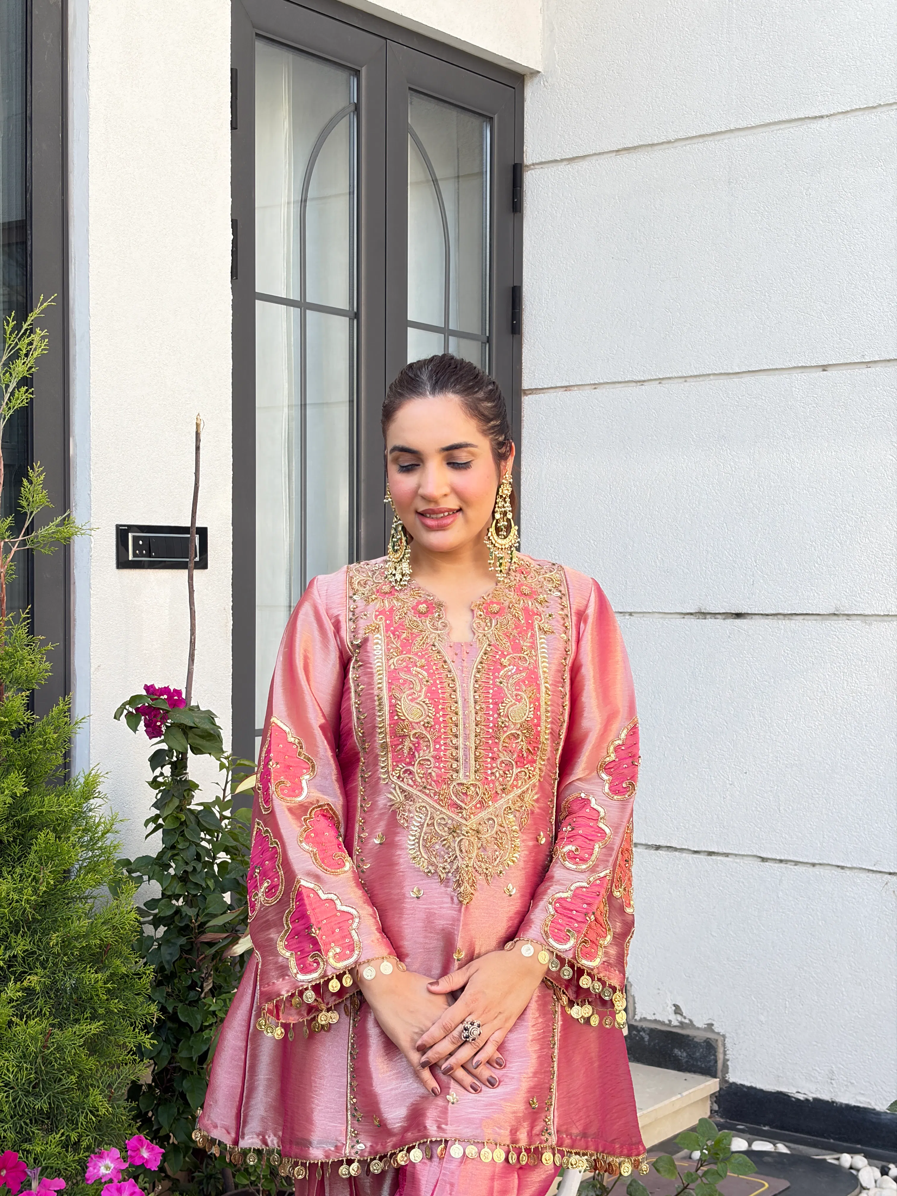 handworked tissue farshi salwar set