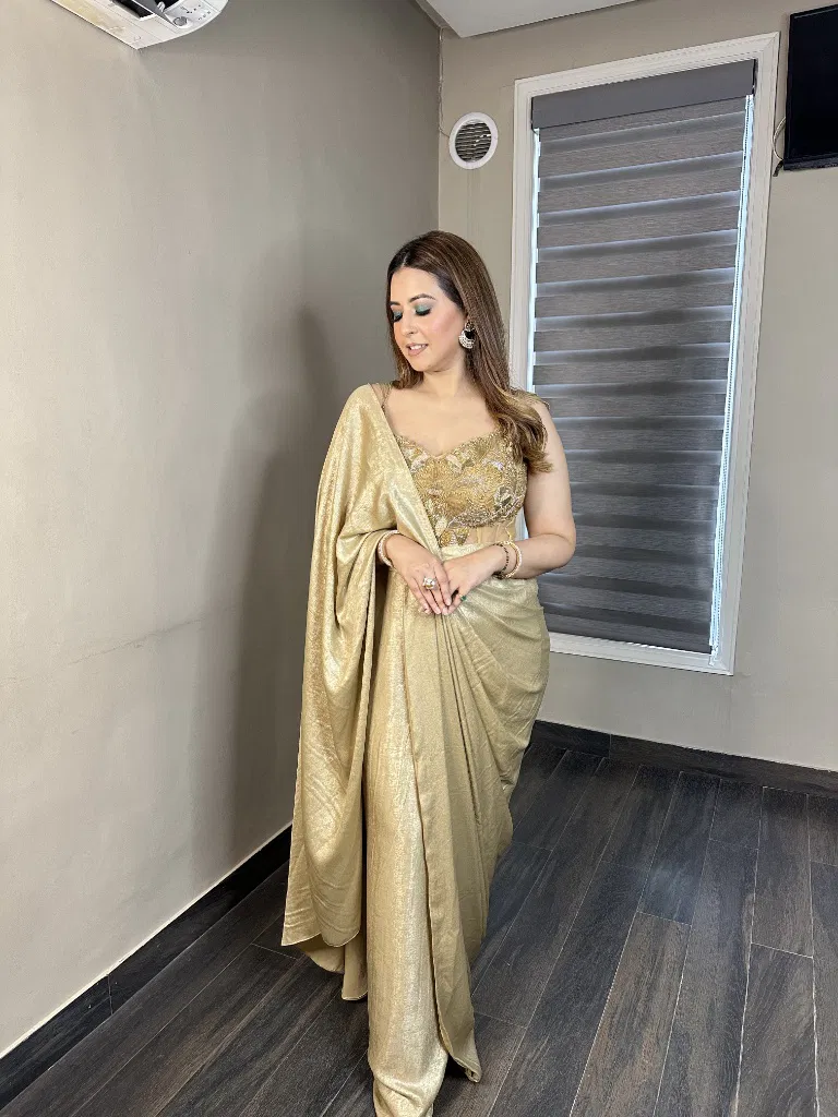 gilded glamour draped saree set