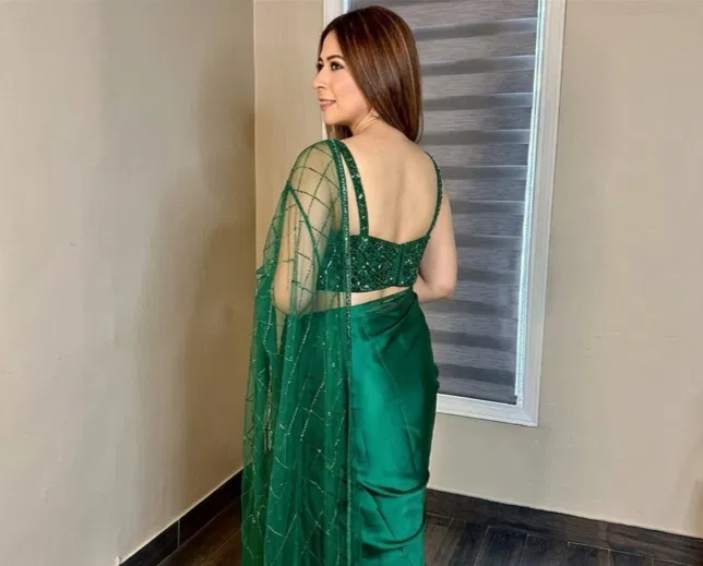 emerald elegance draped saree set hover