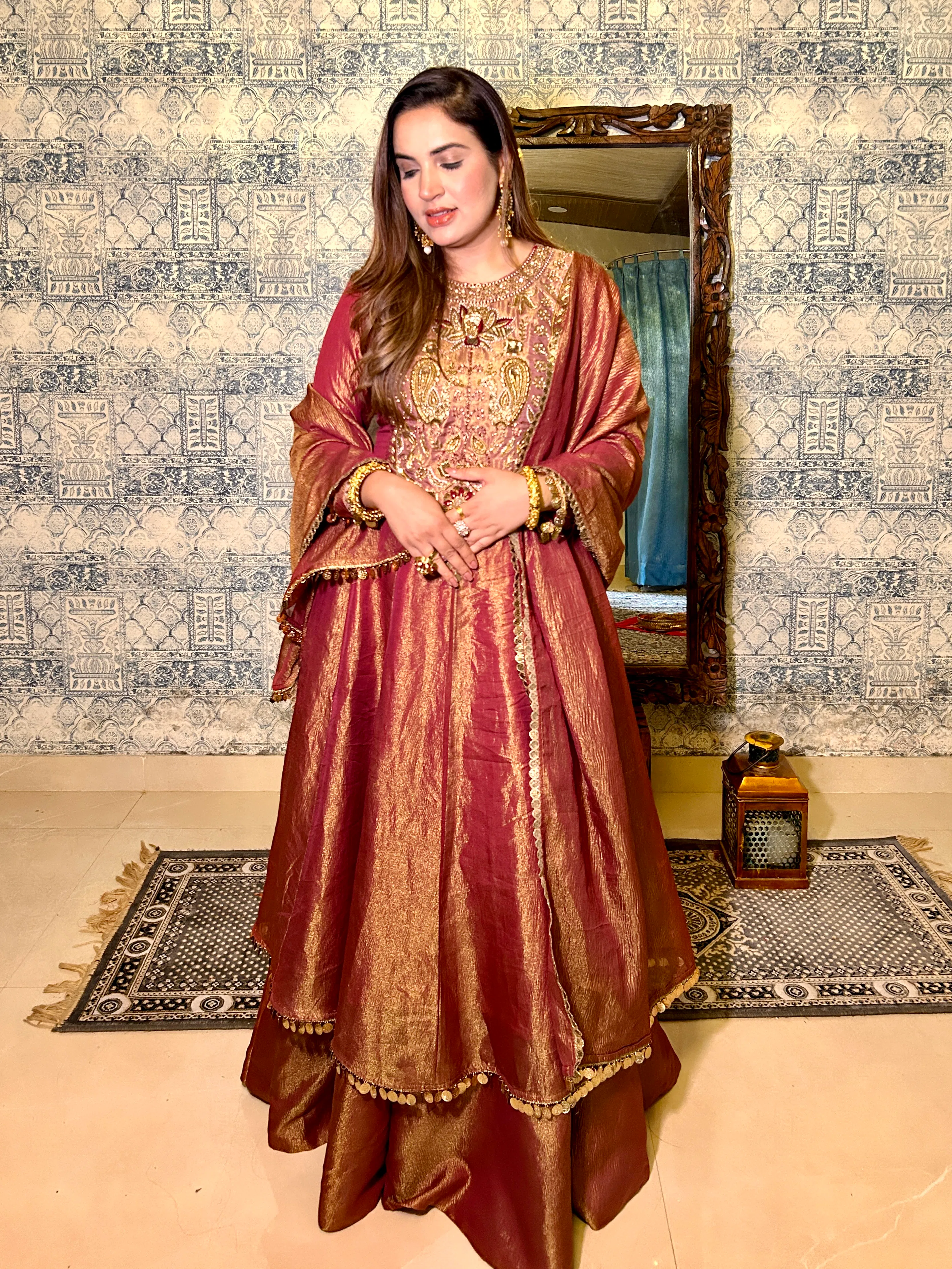  noori tissue anarkali lehenga set