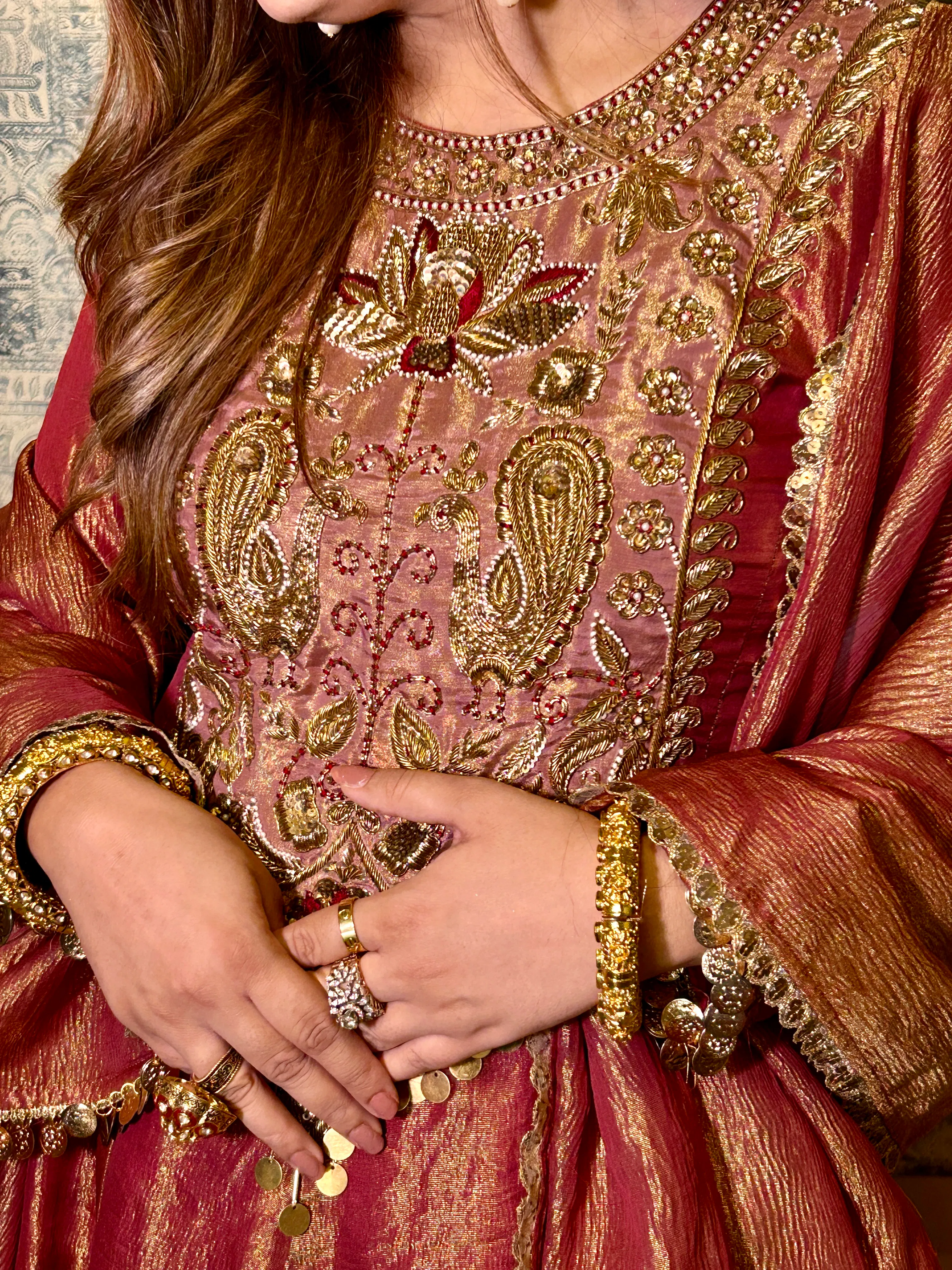  noori tissue anarkali lehenga set hover